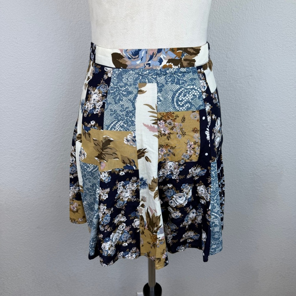 Vintage A. Byer California Patchwork Floral Mini Skirt Festival Cottagecore Cute